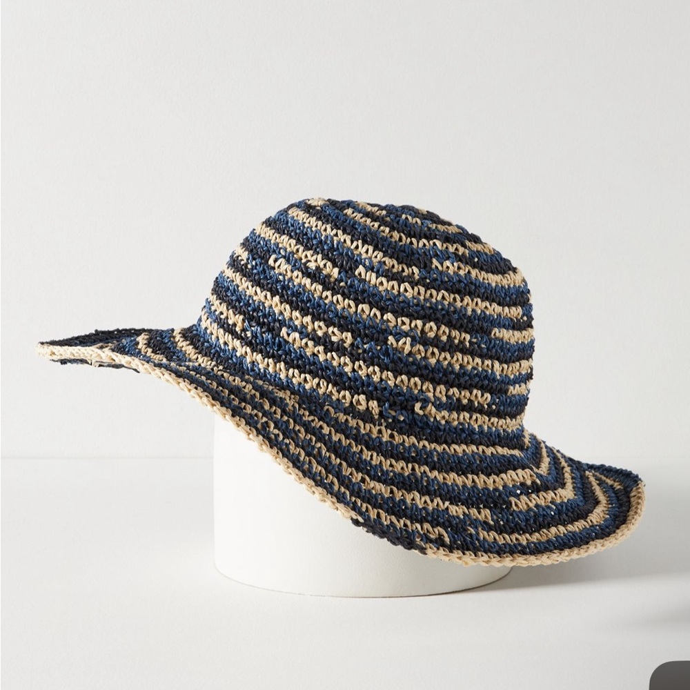 New Anthropologie San Diego Co. Spacedye Bucket Hat Blue cream SummerBeach Pool - Picture 4 of 9